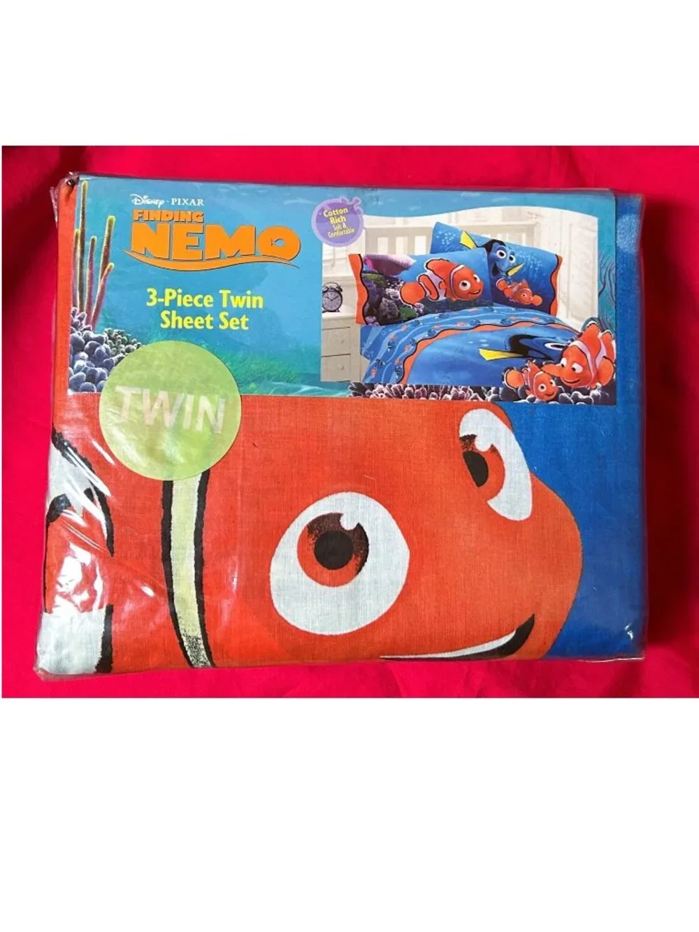 NEW~TWIN size Comforter+Sheet Set~vtg Disney Pixar Finding Nemo dory~Cotton Rich